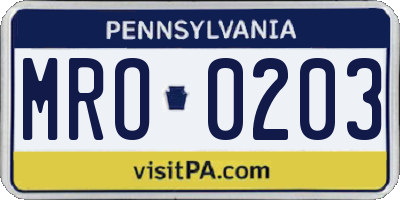 PA license plate MRO0203