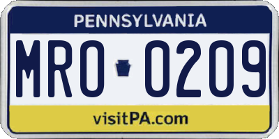 PA license plate MRO0209
