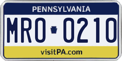 PA license plate MRO0210