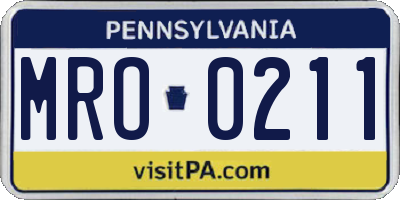 PA license plate MRO0211