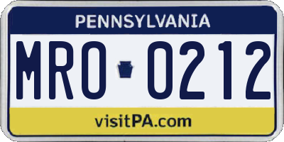 PA license plate MRO0212