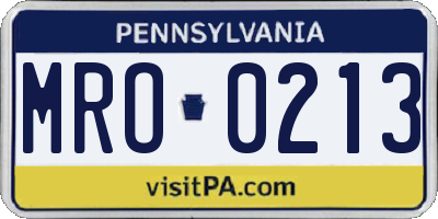 PA license plate MRO0213