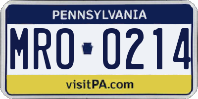 PA license plate MRO0214