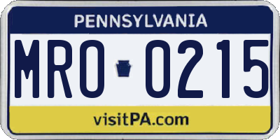 PA license plate MRO0215
