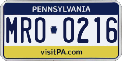 PA license plate MRO0216