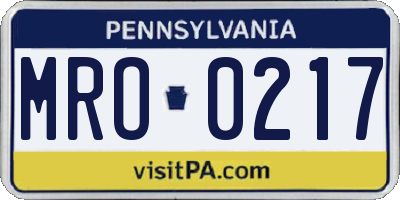 PA license plate MRO0217