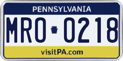 PA license plate MRO0218