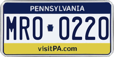PA license plate MRO0220