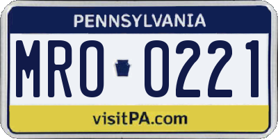 PA license plate MRO0221