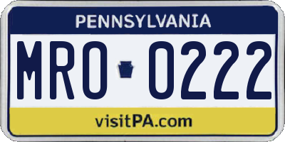 PA license plate MRO0222