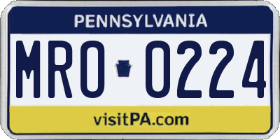 PA license plate MRO0224