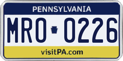 PA license plate MRO0226