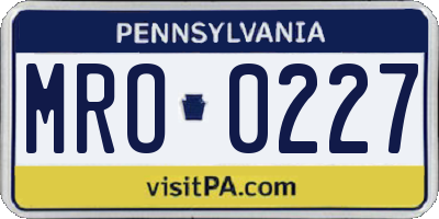 PA license plate MRO0227