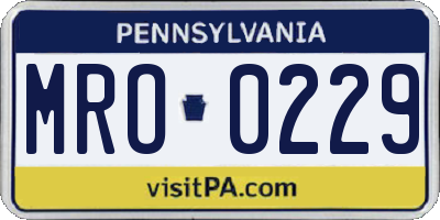 PA license plate MRO0229