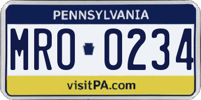 PA license plate MRO0234