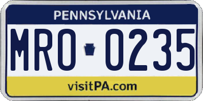 PA license plate MRO0235