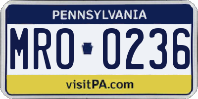 PA license plate MRO0236