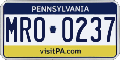 PA license plate MRO0237