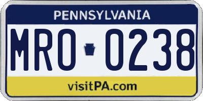 PA license plate MRO0238