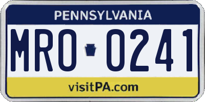 PA license plate MRO0241