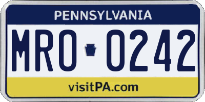 PA license plate MRO0242