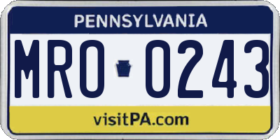 PA license plate MRO0243