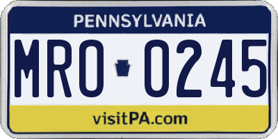 PA license plate MRO0245