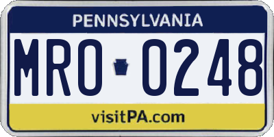 PA license plate MRO0248