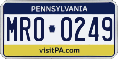 PA license plate MRO0249