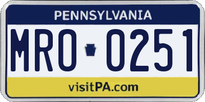PA license plate MRO0251
