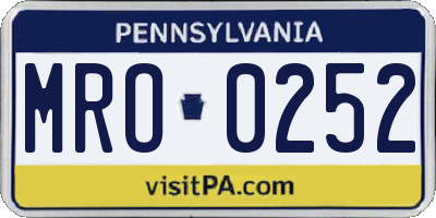 PA license plate MRO0252