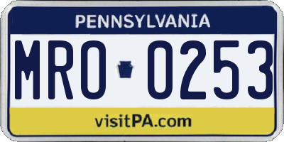 PA license plate MRO0253