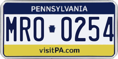 PA license plate MRO0254