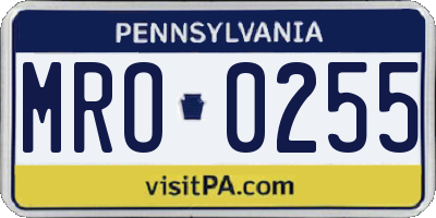 PA license plate MRO0255