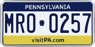 PA license plate MRO0257