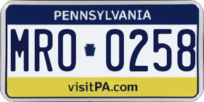 PA license plate MRO0258