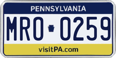 PA license plate MRO0259