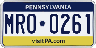 PA license plate MRO0261