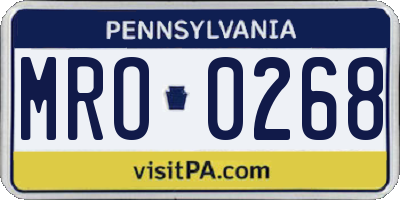 PA license plate MRO0268
