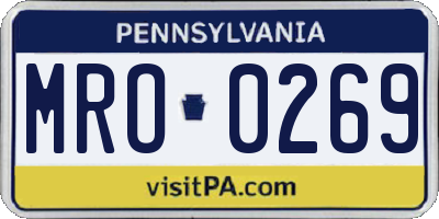 PA license plate MRO0269