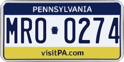 PA license plate MRO0274