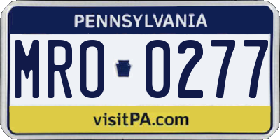 PA license plate MRO0277