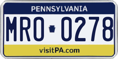 PA license plate MRO0278