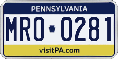 PA license plate MRO0281