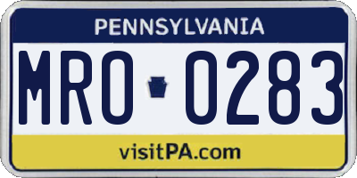 PA license plate MRO0283
