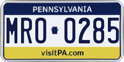 PA license plate MRO0285
