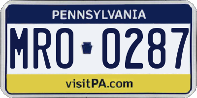 PA license plate MRO0287