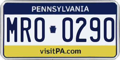 PA license plate MRO0290