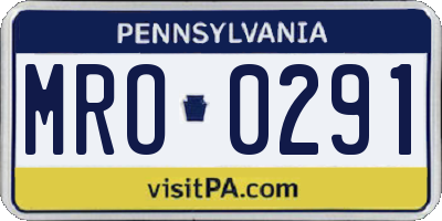 PA license plate MRO0291