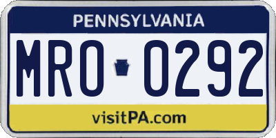PA license plate MRO0292